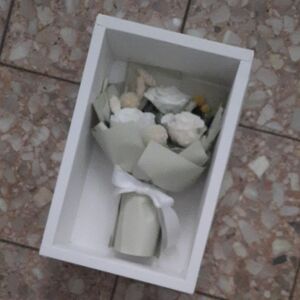 Small "Eternal" White Floral Bouquet in Paper Wrap